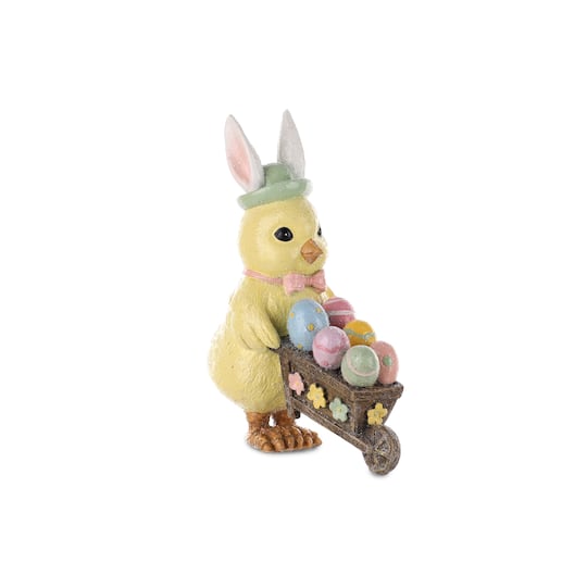 47107DS 4.5 in. Easter Chick with Eggs in Basket Set - Resin Spring Decor, Multi Color - Set of 3